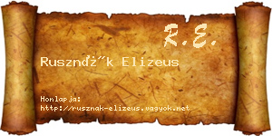 Rusznák Elizeus névjegykártya